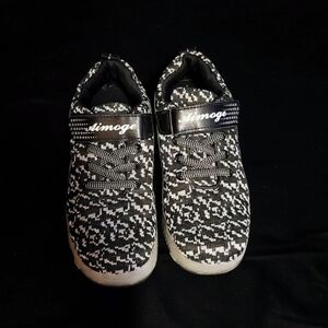 Black & White Kids Knit Sneakers — Easy Hook-and-Loop Closure